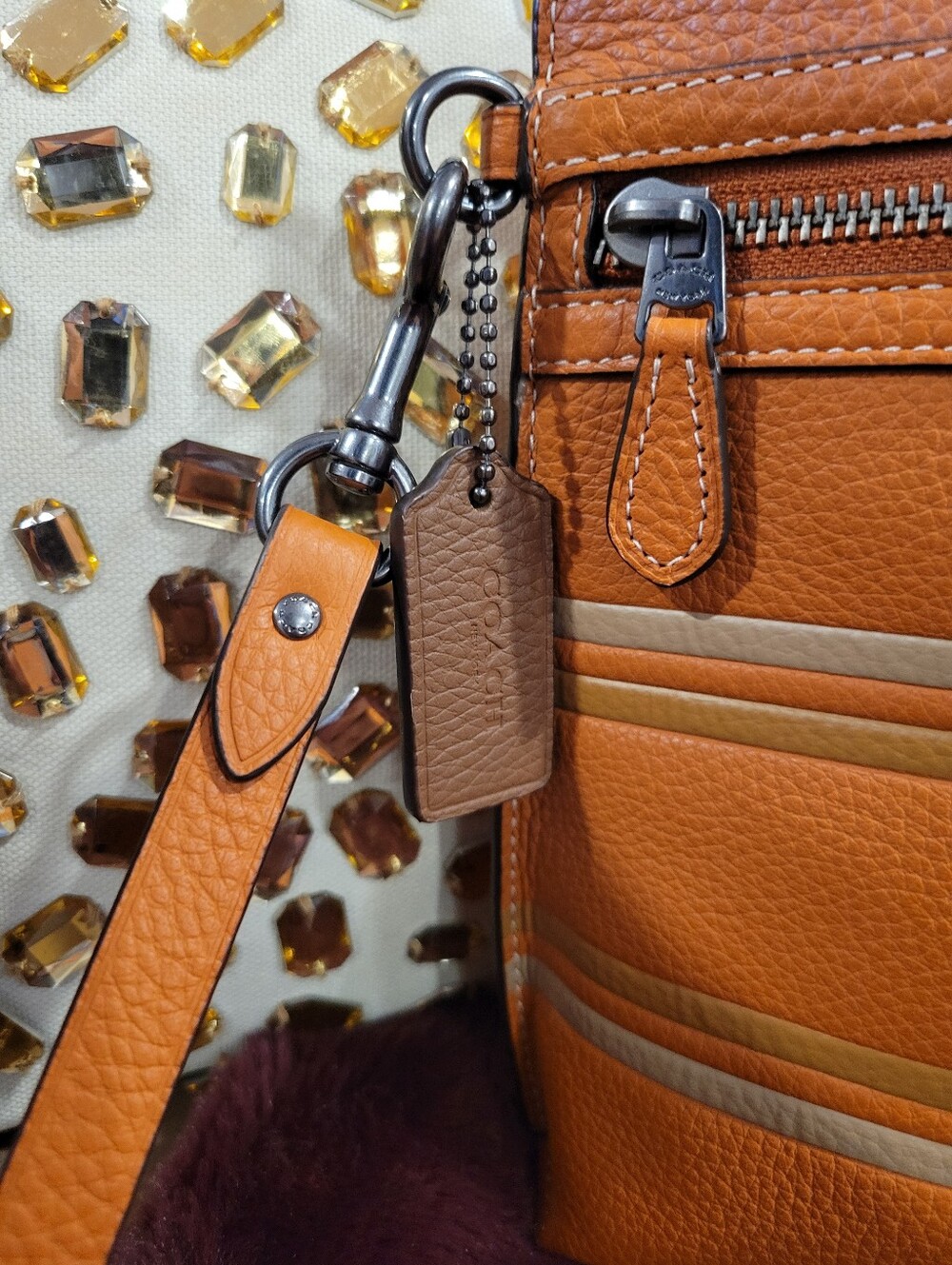 COACH Orange Leather Zip Pouch and Wristlet Clutch - Picture 2 of 10